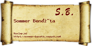 Sommer Benáta névjegykártya